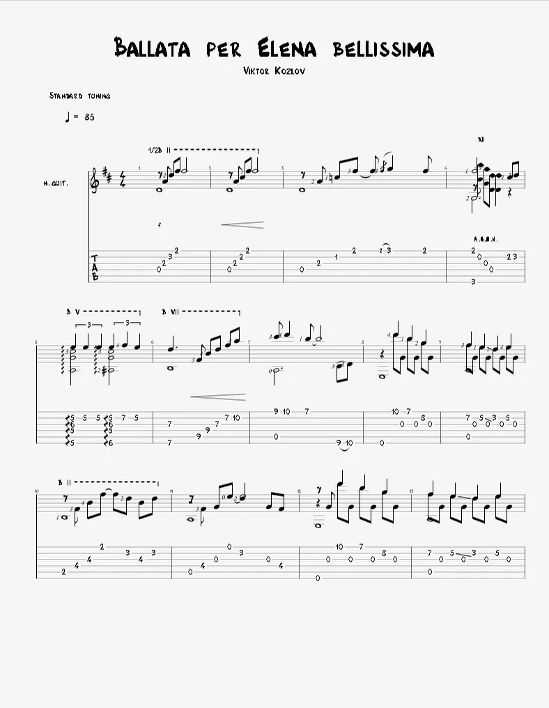 Ballata per Elena Bellissima - Viktor Kozlov by 「Agape Guitar」