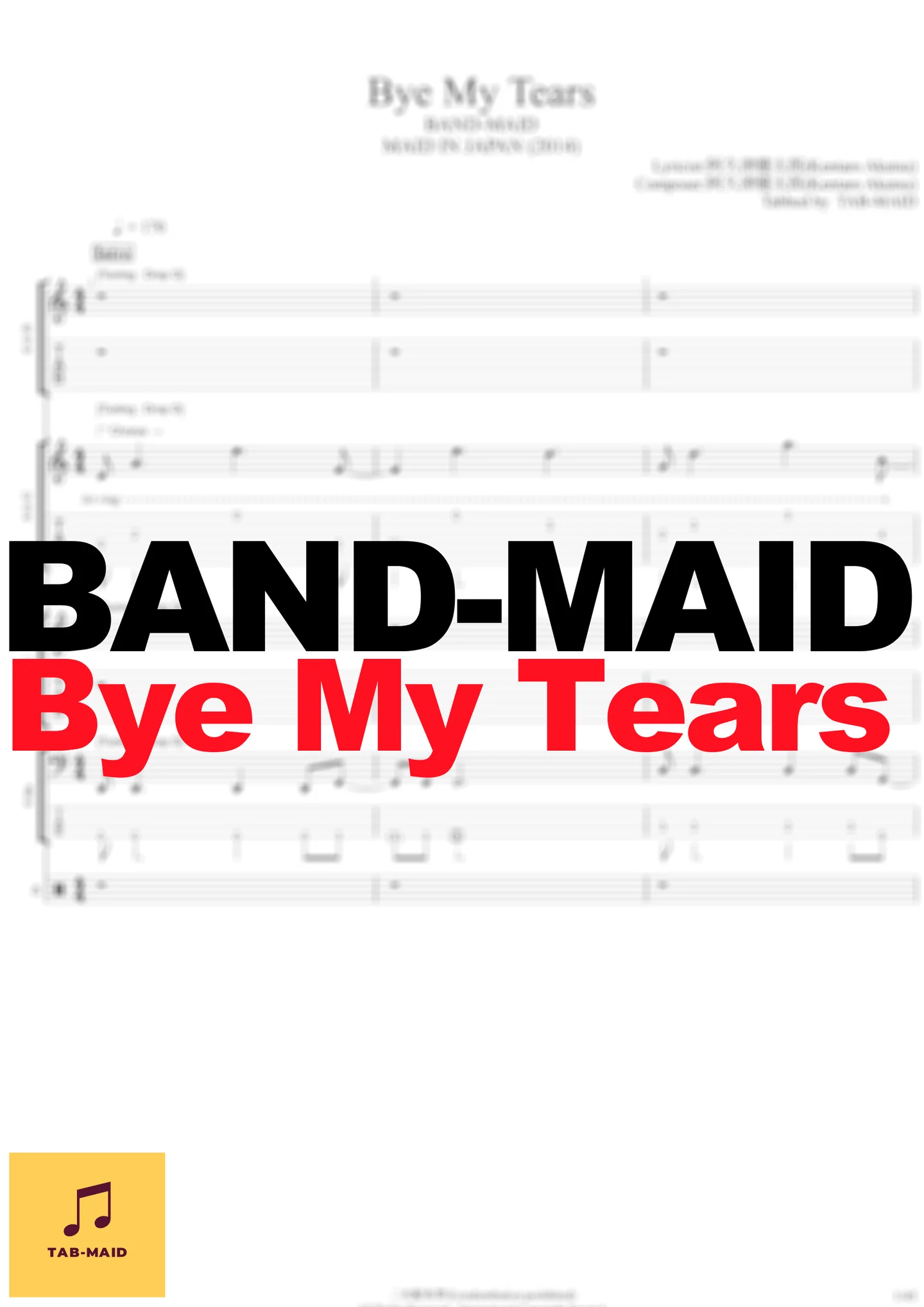 Bye My Tears - BAND-MAID (TAB / タブ譜 / バンドスコア) by TAB-MAID