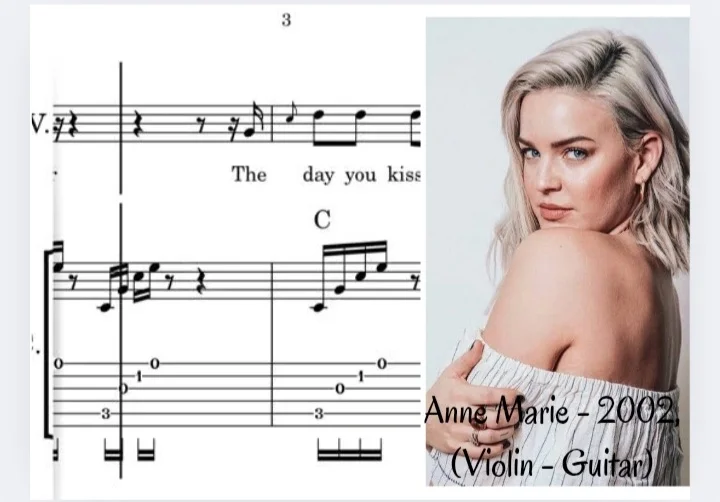 2002 - Ann Marie (2 instrumental music, violin + acoustic guitar) by Chords, lyrics, tabs, notation for violin + acoustic guitar