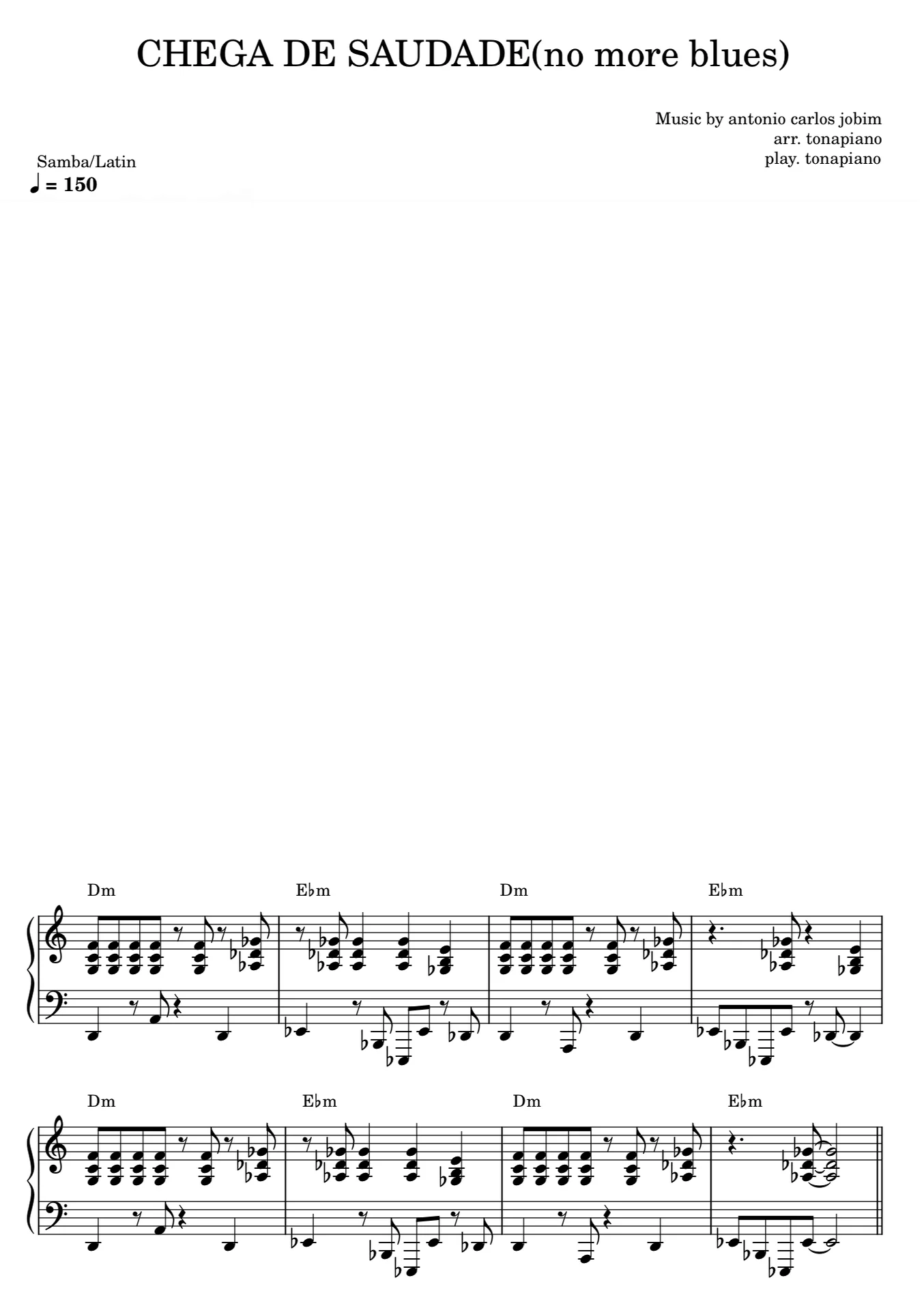 No more blues - Antonio carlos jobim (Samba/latin) by Tonapiano