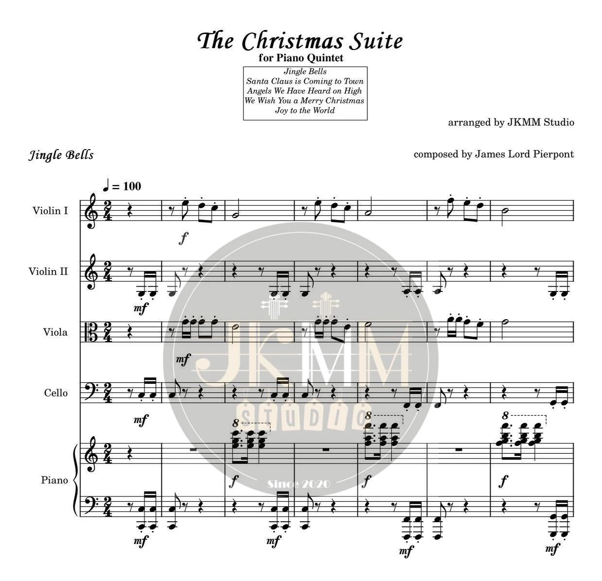 The Christmas Suite 聖誕組曲 (弦樂團+鋼琴/鋼琴五重奏樂譜) by JKMM Studio