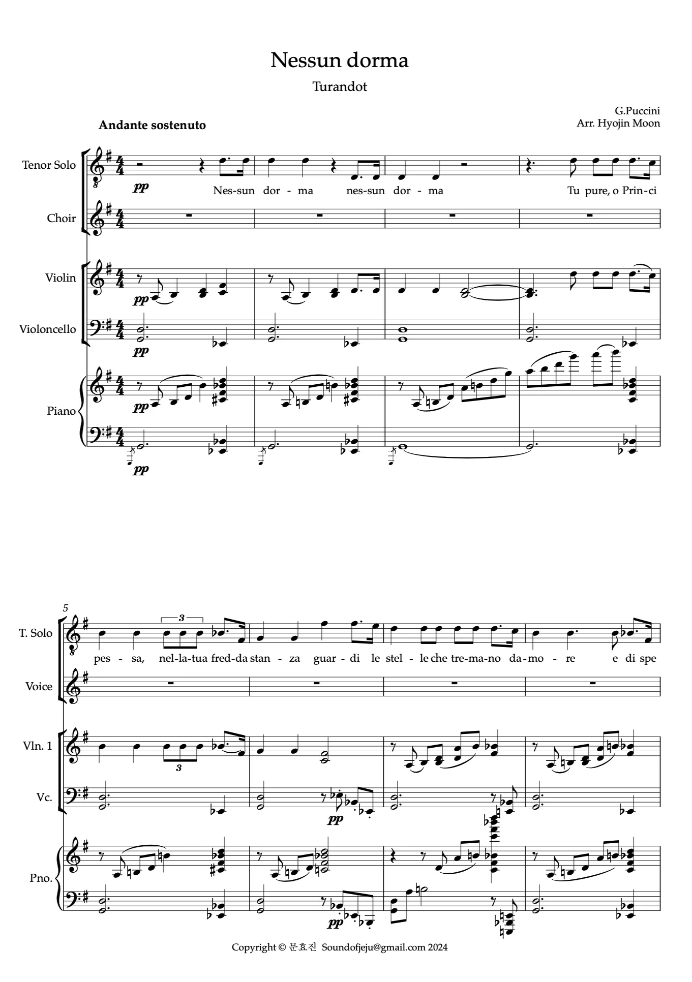 Nessun dorma (Tenor+Piano Trio) - 푸치니 by laRuah
