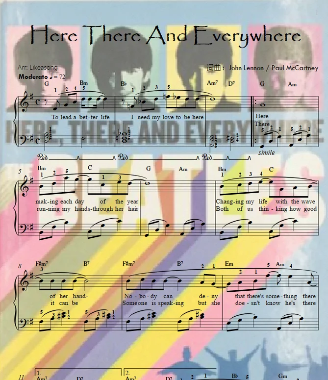 Here, There and Everywhere(with Lyric & chord Symbols)无处不在 Beatles经典 - The Beatles by Likeasong