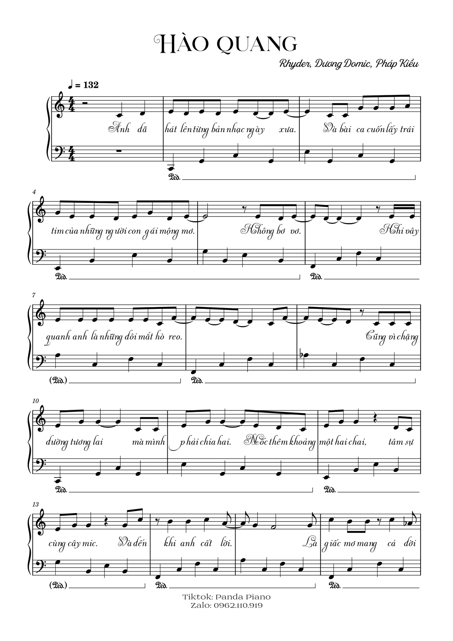 Hào quang - Rhyder, Dương Domic, Pháp Kiều by Panda Piano