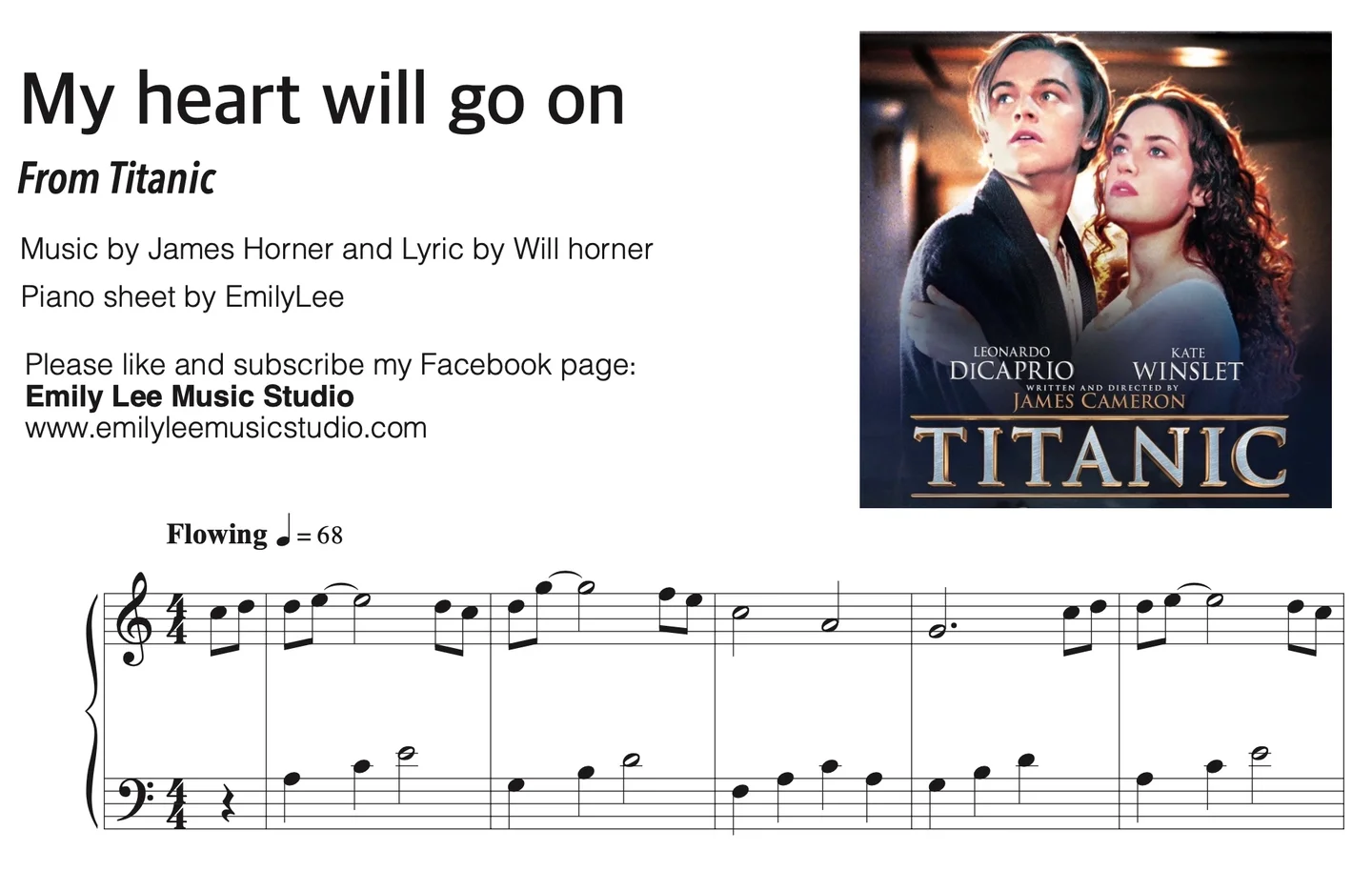 My heart will go on - 作詞:Jennings (Horner) , 作曲:HORNER, JAMES. (Pop music) by Emily Lee Music Studio