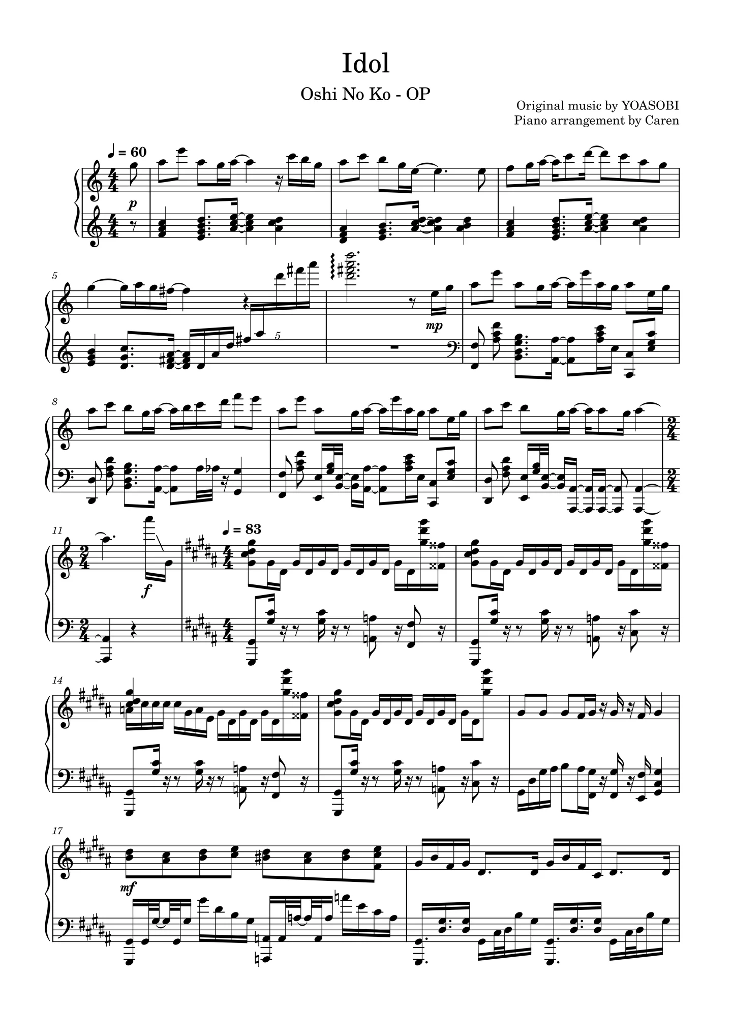 Piano-Idol[TV anime【Oshi No Ko】OP Main Theme] - Ayase/YOASOBI by Caren