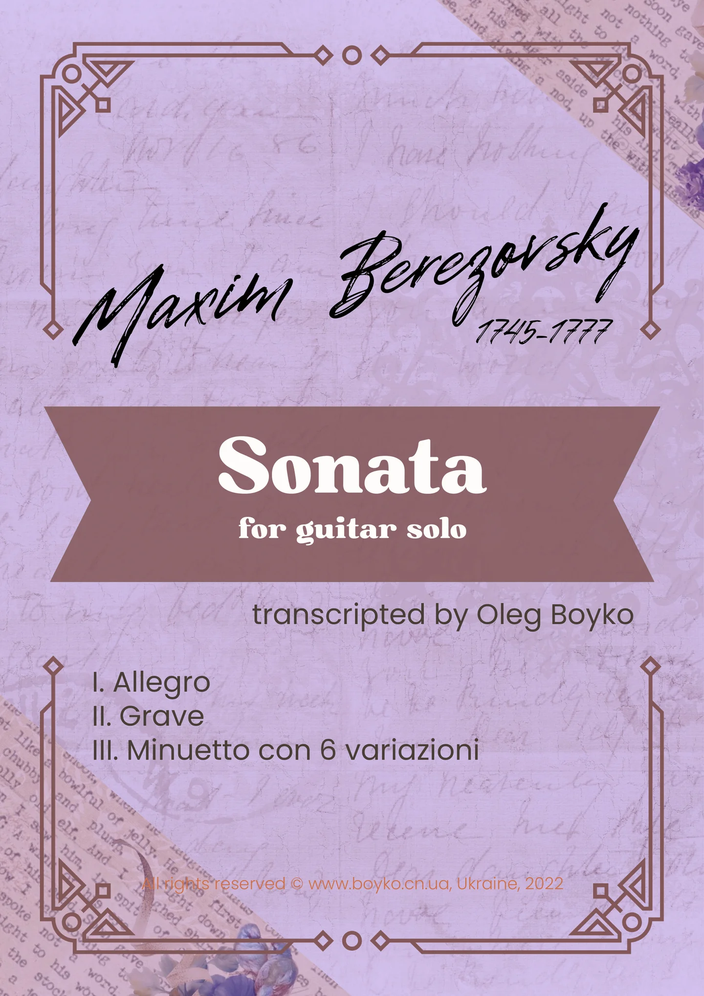 Sonata for solo guitar - Maxim Berezovsky by Oleg Boyko