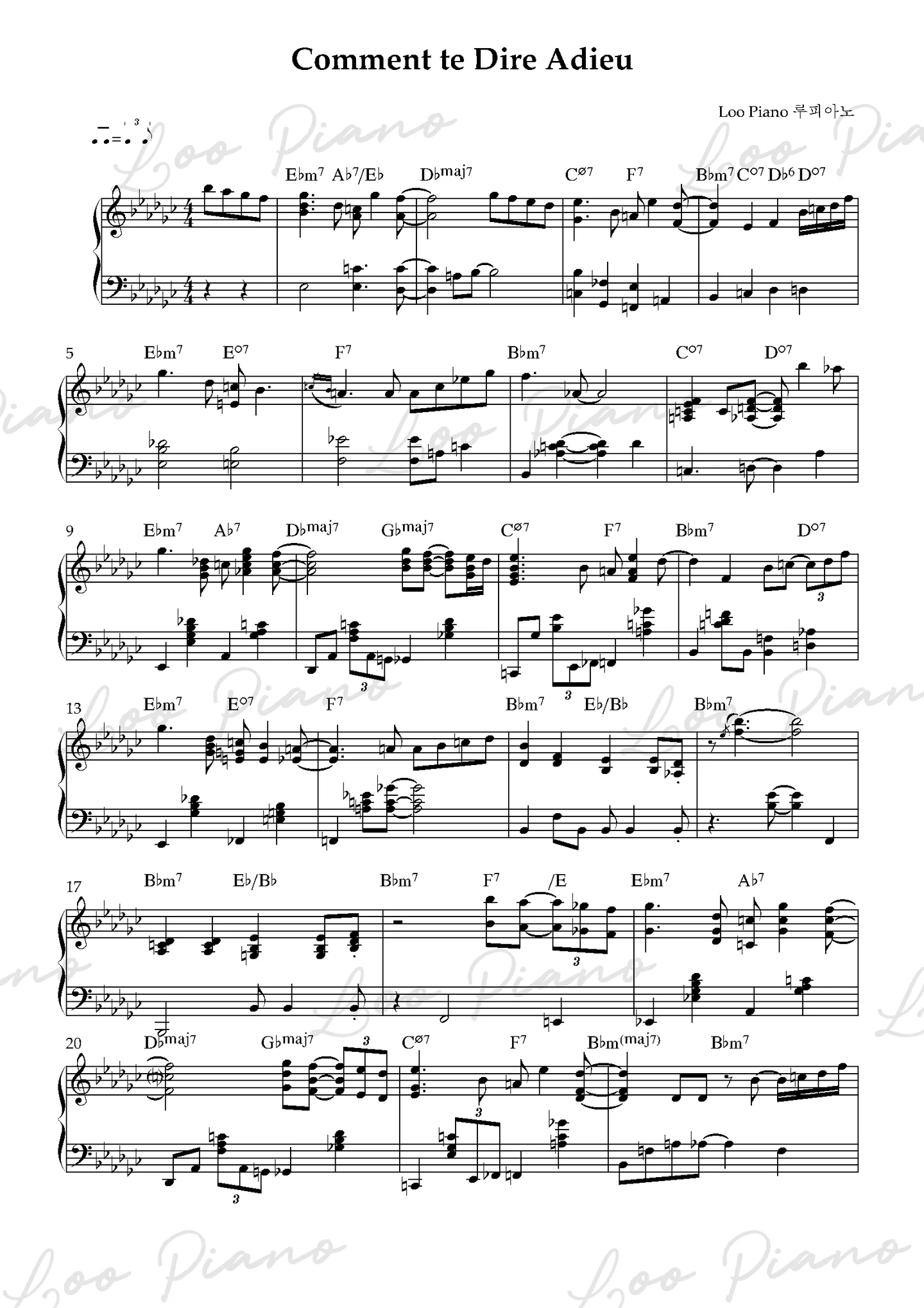 comment te dire adieu - 馮絲華·哈蒂 (Jazz ver.) by Loo Piano