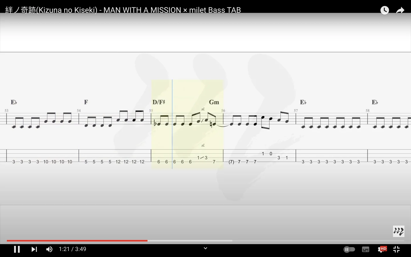 絆ノ奇跡(Kizuna no Kiseki) - MAN WITH A MISSION × milet (Bass TAB) by Mars TABs