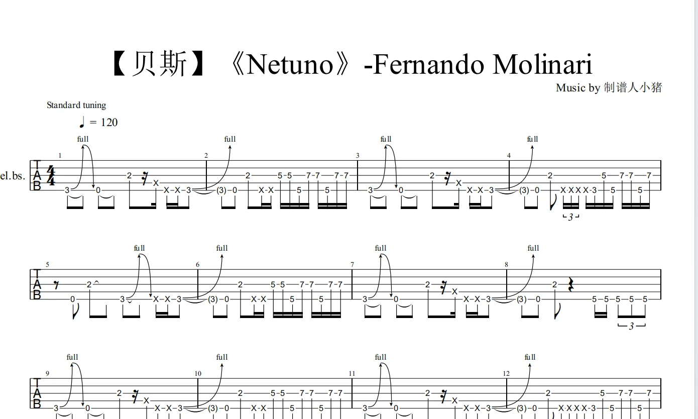 Netuno - Fernando Molinari (贝斯演奏) by AKA小朱扒谱