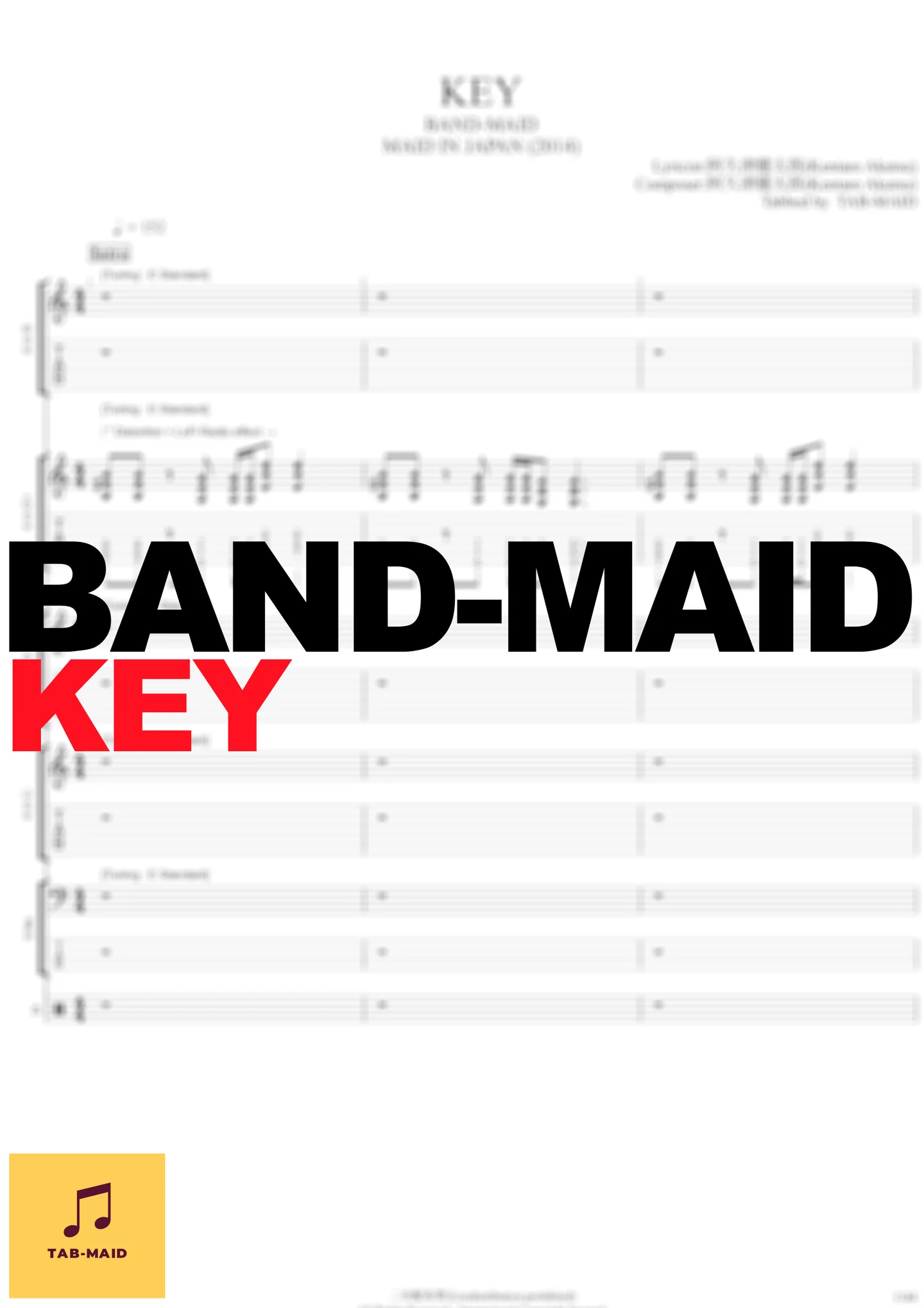 KEY - BAND-MAID (TAB / タブ譜 / バンドスコア) by TAB-MAID