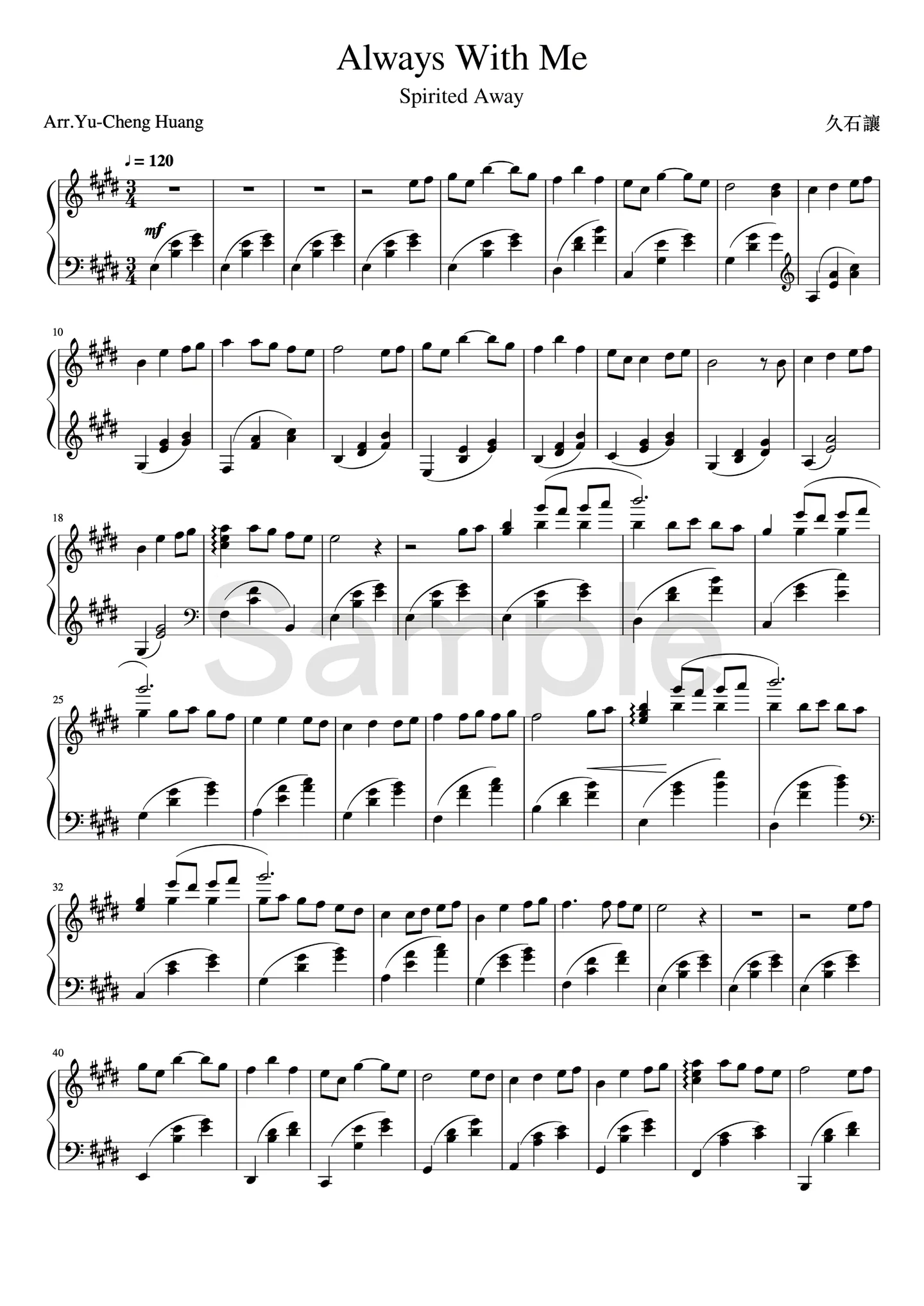 Always With Me - joe hisaishi by Yu-Cheng Huang