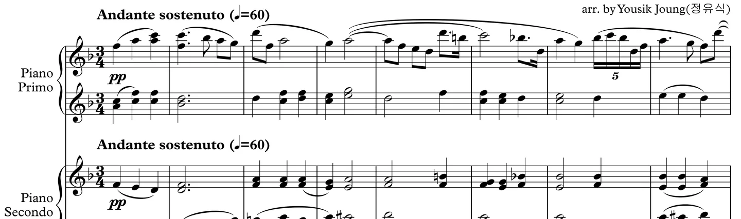 Intermezzo sinfonico - P. Mascagni (arr. for piano 4 hands) by Yousik Joung