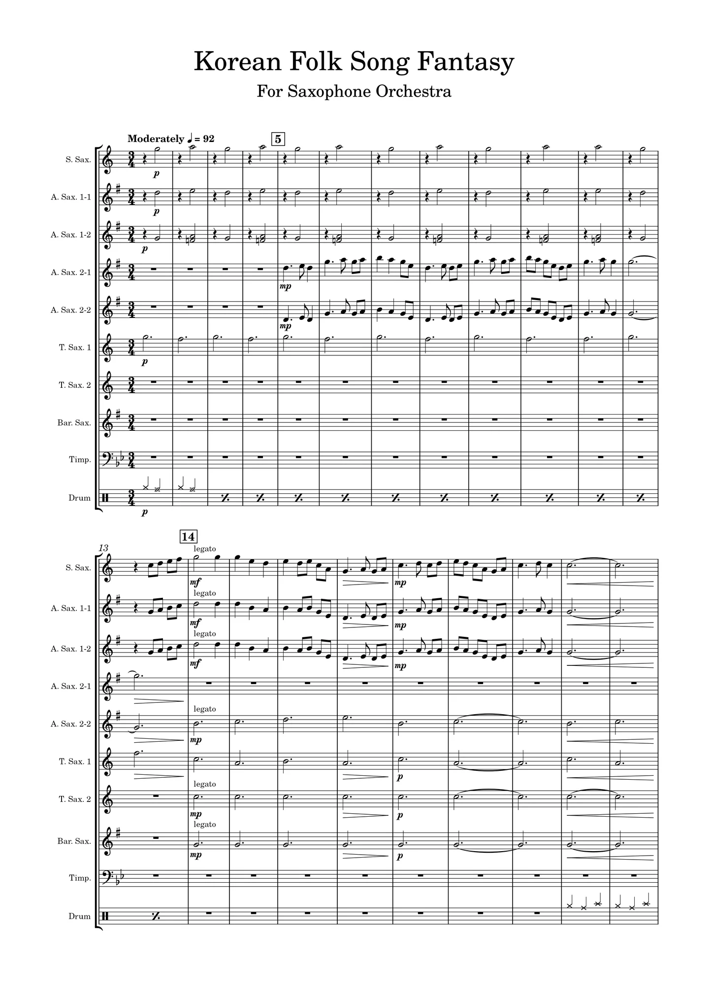 Korean folk Rhapsody for Sax Orchestra - Unknown by YK Chang