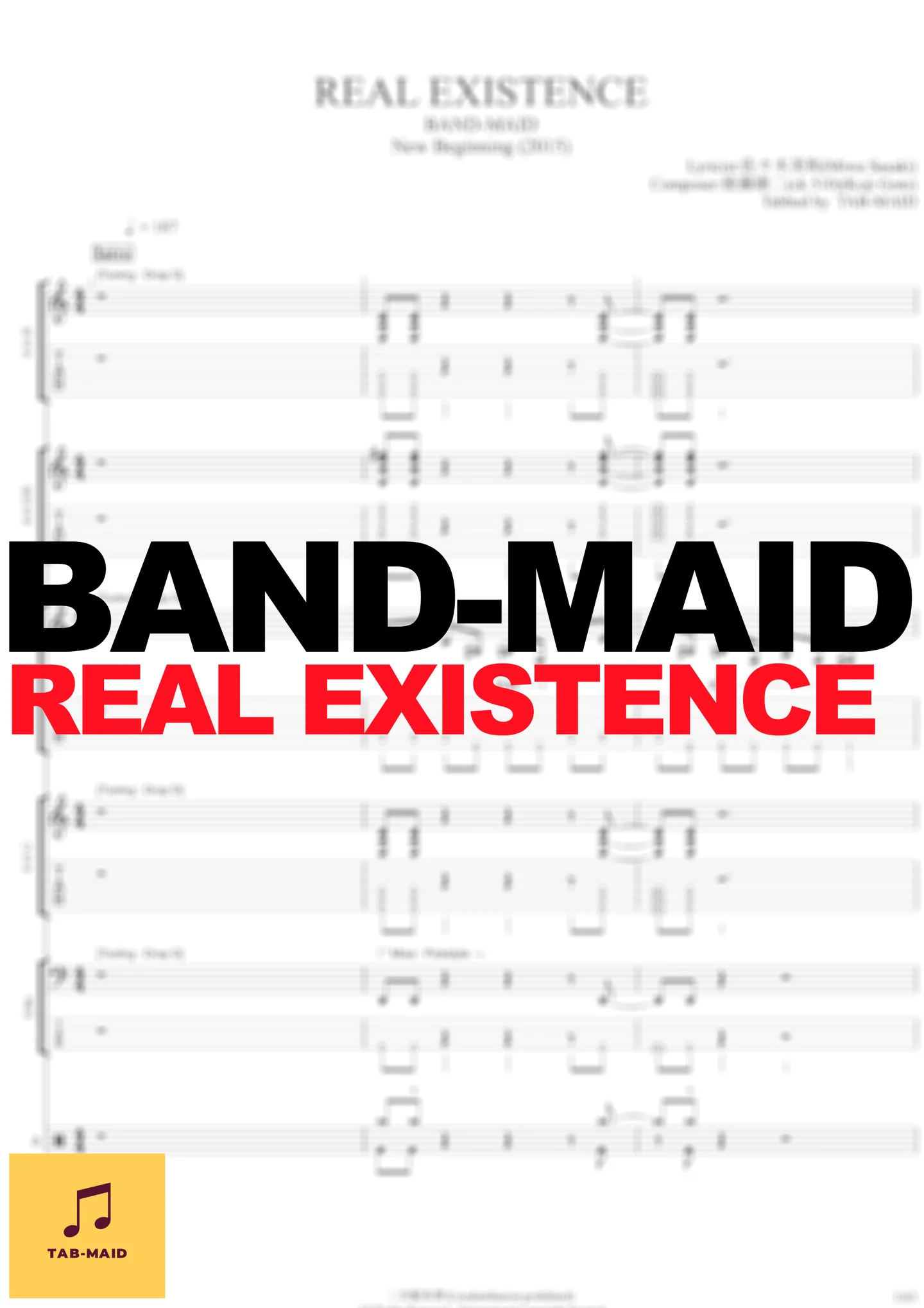REAL EXISTENCE - BAND-MAID (TAB / タブ譜 / バンドスコア) by TAB-MAID