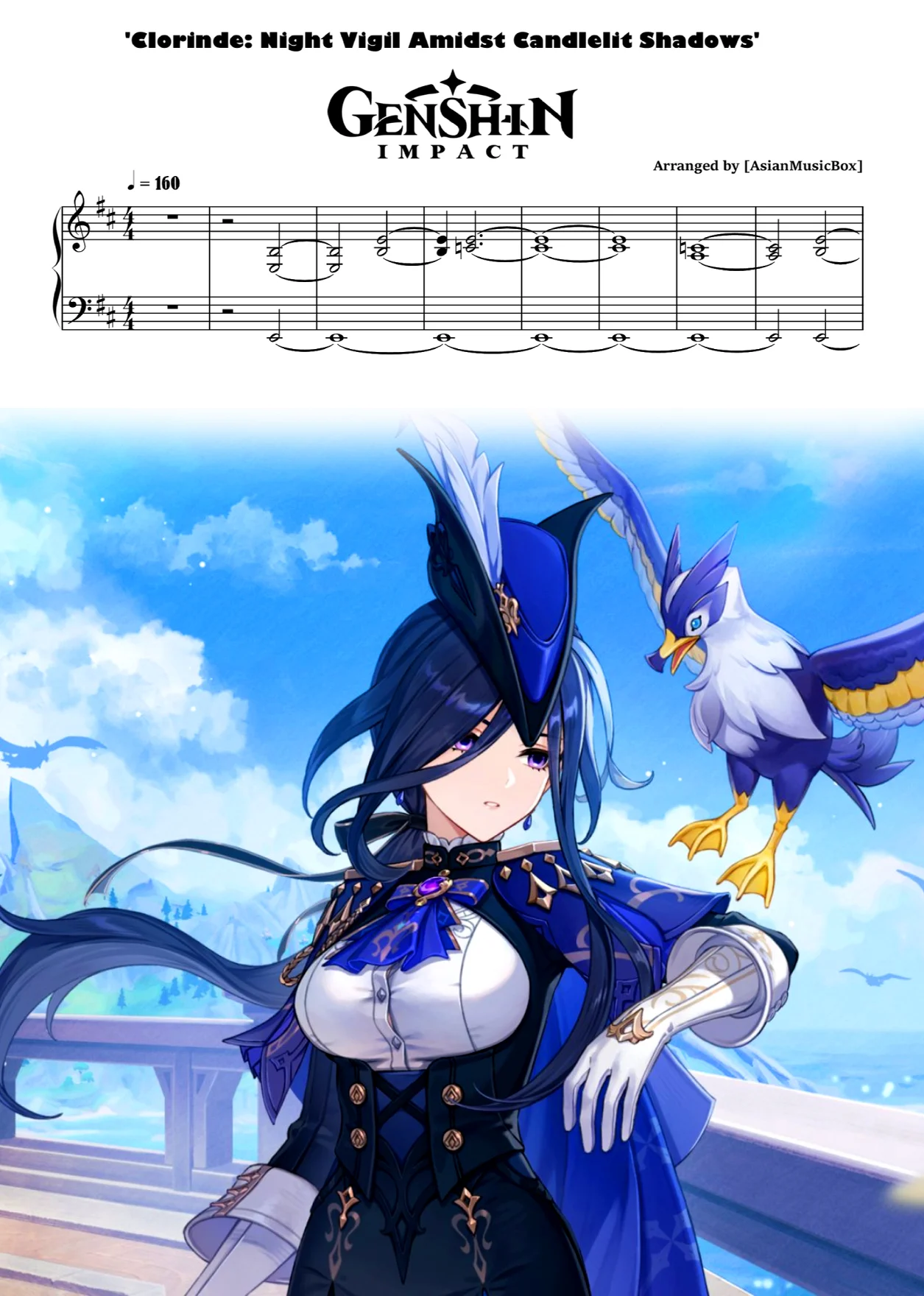 Clorinde: Night Vigil Amidst Candlelit Shadows (Sheet, MIDI, MultiTracks & WAV) - Genshin Impact by AsianMusicBox