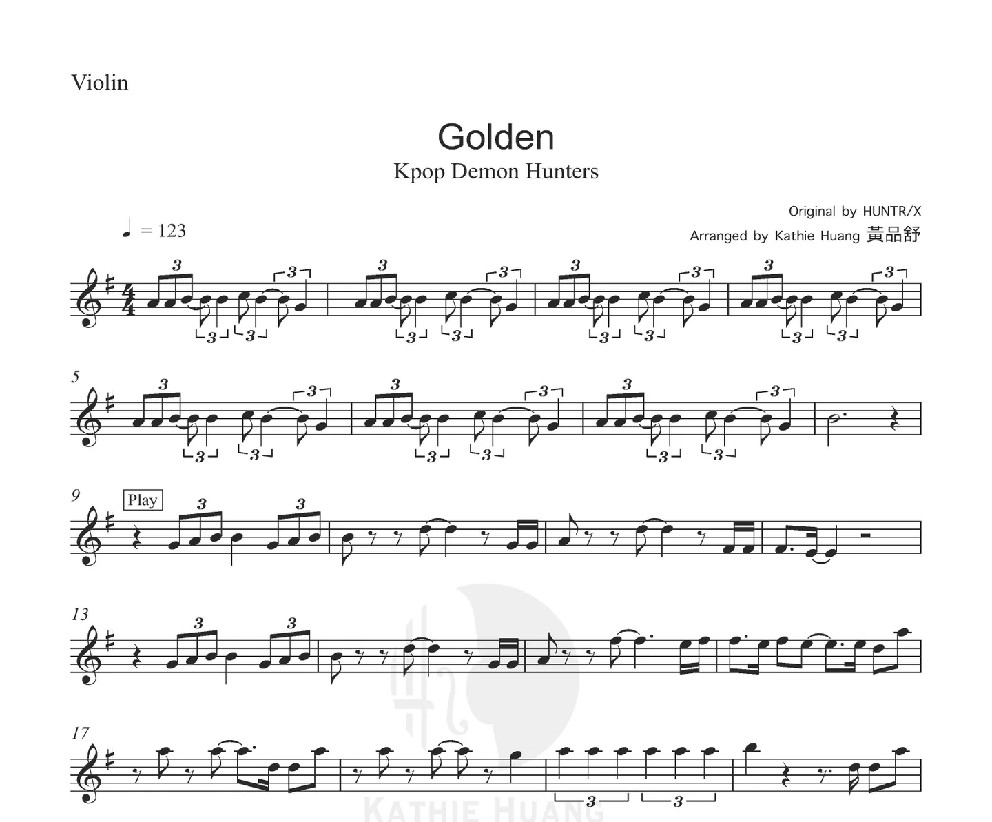 Golden - HUNTR/X (KPop Demon Hunters OST Includes Instrumental) by Kathie Violin 黃品舒小提琴