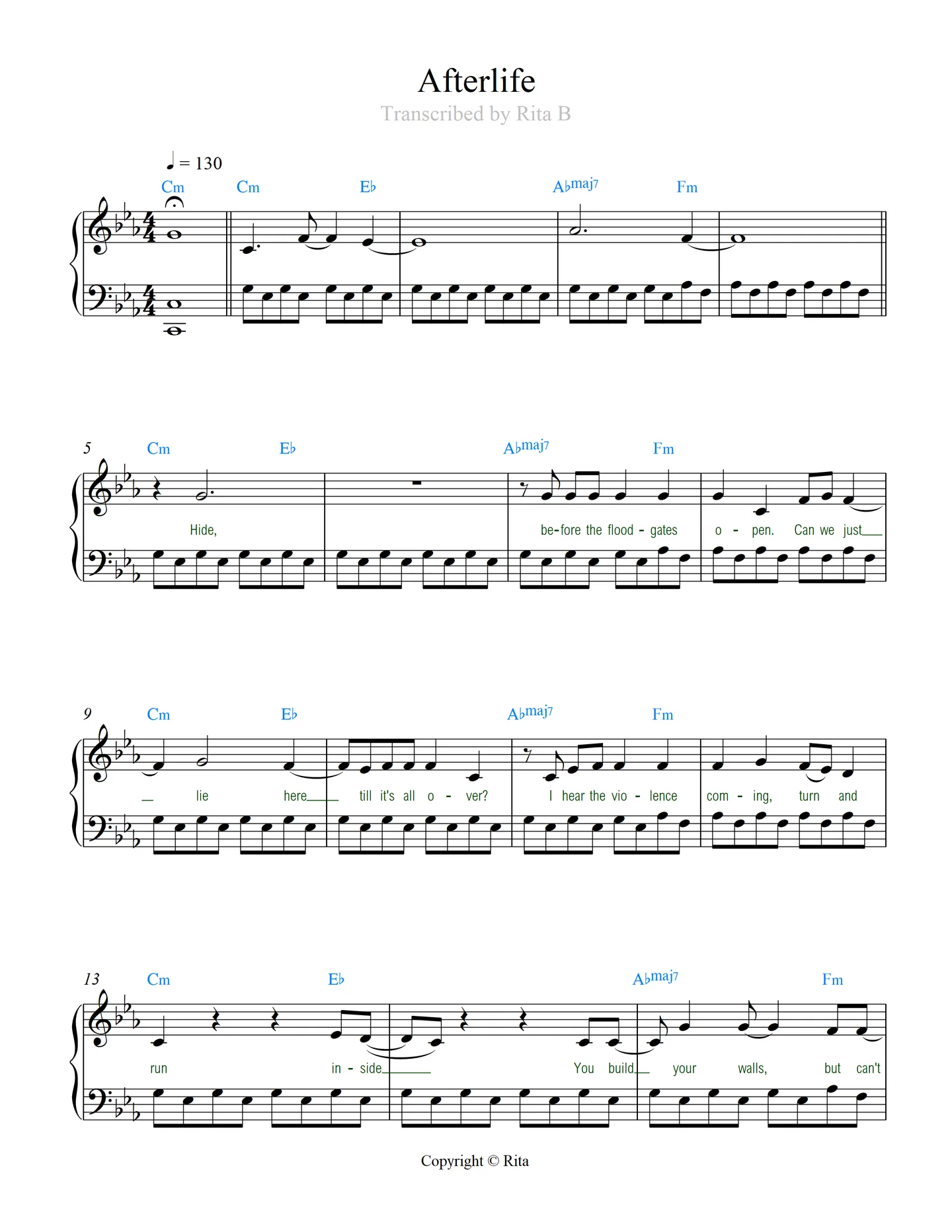Afterlife - Evanescence, Devil May Cry (2 pdfs: duet+solo) by Rita B