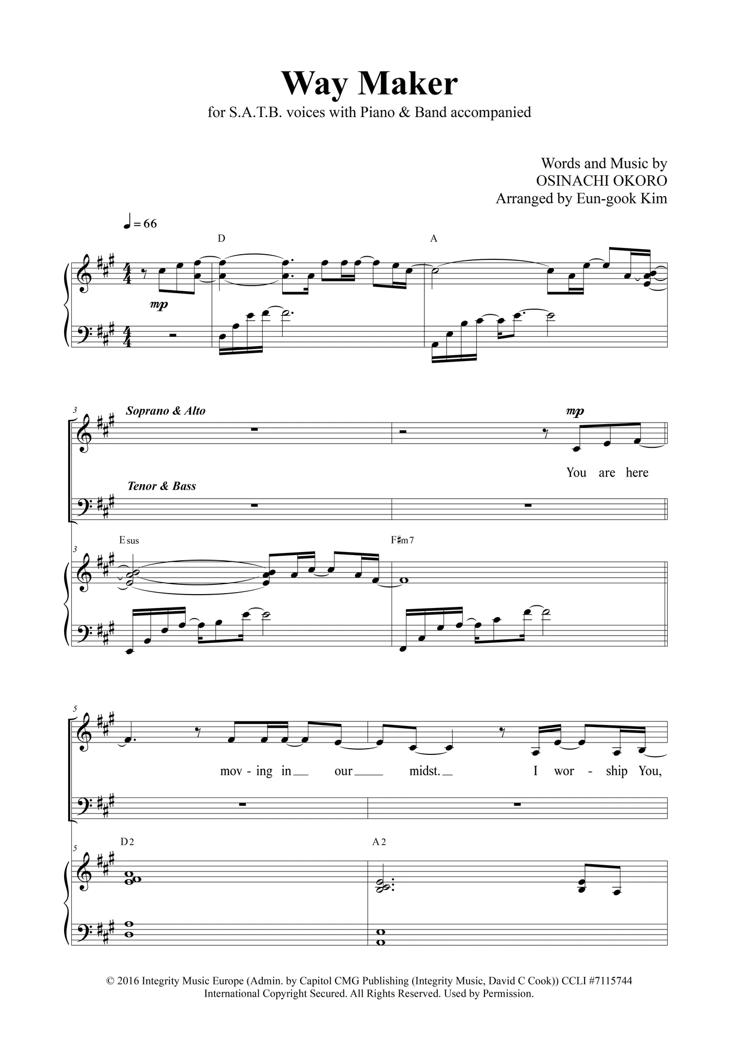 Way Maker - Osinachi Kalu Okoro (SATB Choir ver.) by Grace Music
