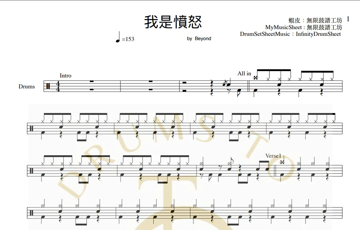 我是憤怒 - Beyond by infinityDrumStudio