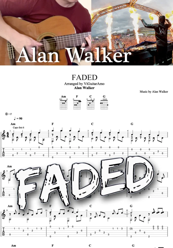 FADED - ALAN WALKER - ALAN WALKER (FADED - ALAN WALKER - Finger-style - Guitar) by ViGuitarAmo