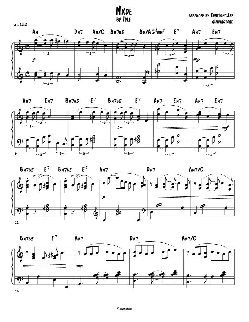 Nxde - ( 여자)아이들 / I-dle (피아노 악보 / piano sheet) by Diving tone