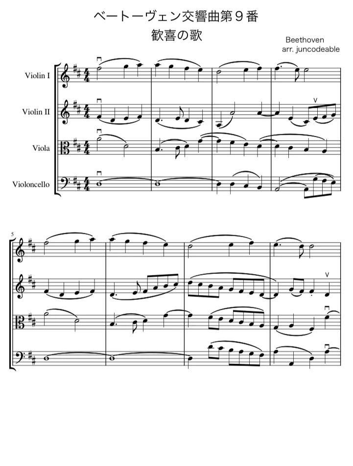 第九「歓喜の歌」 - ベートーヴェン (弦楽合奏) by arr. juncodeable
