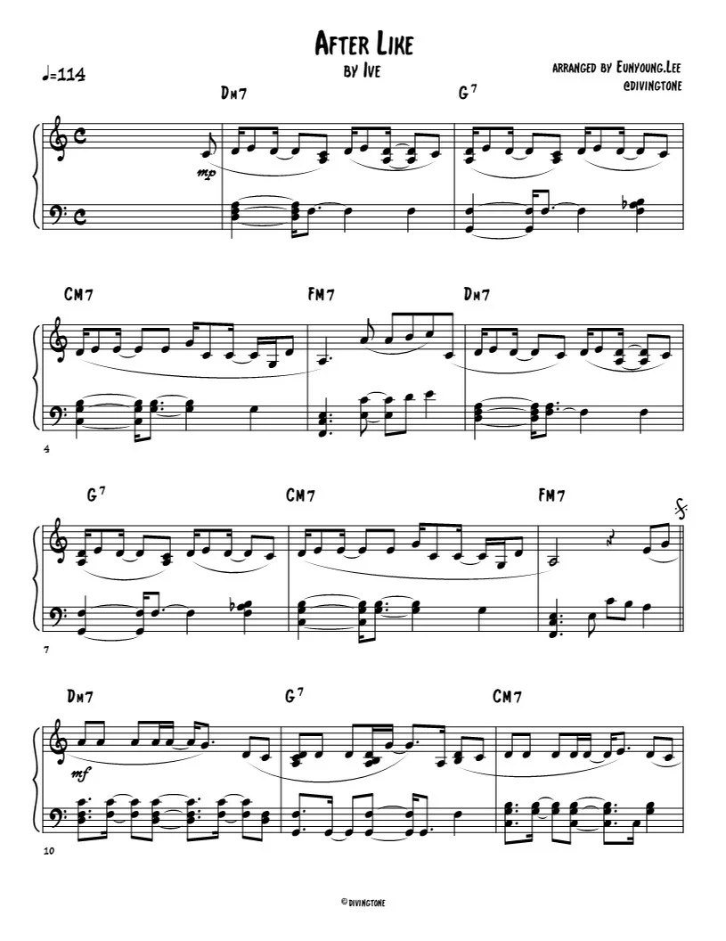 After LIKE - Ive( 아이브) (Piano Sheet Music) by Diving tone