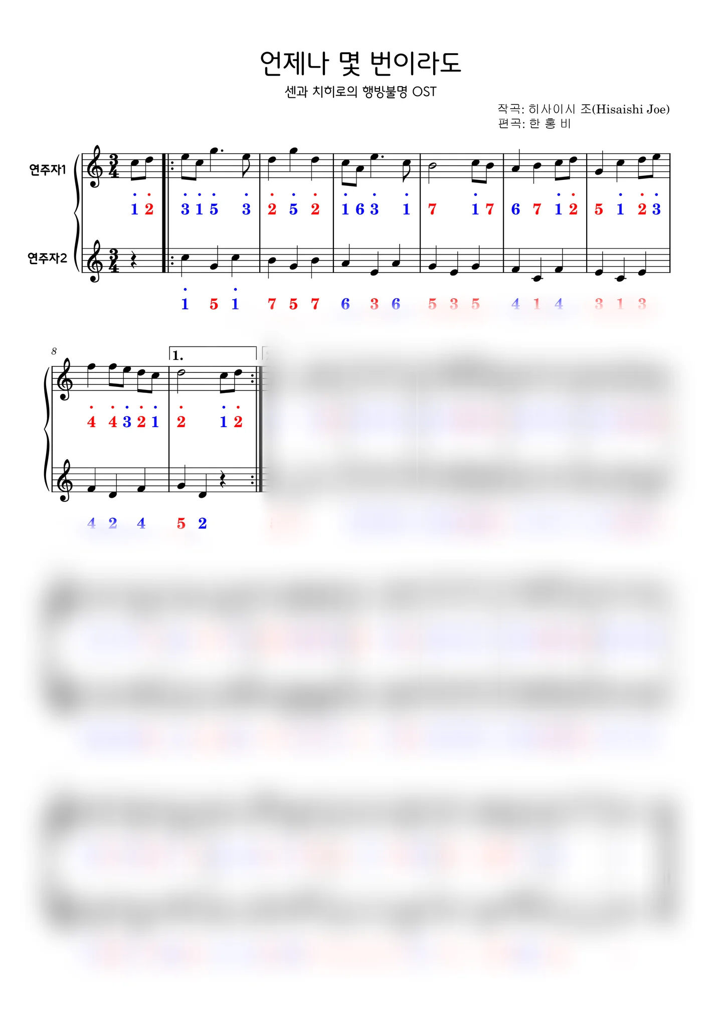Always With Me - Hisaishi Joe (a calimba number score) by Hongbee Han