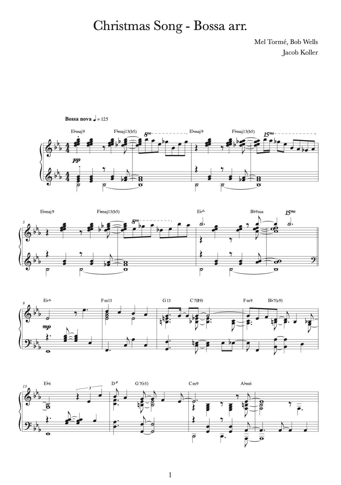 The Christmas Song - Mel Tormé (Bossa nova piano arrangement) by JIMS Sheet Music