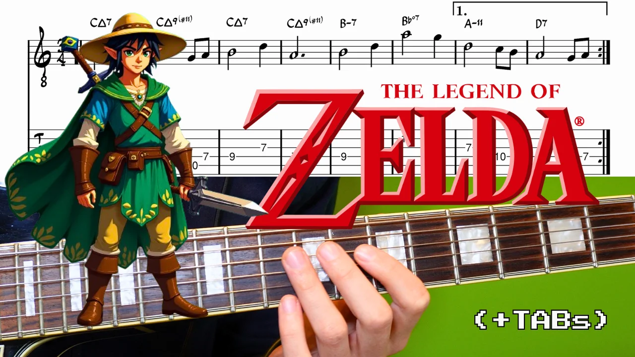 Zelda’s Lullaby – in Bossa Nova Jazz Style (SHEET MUSIC+TABs) - Koji Kondo by Koji Kondo