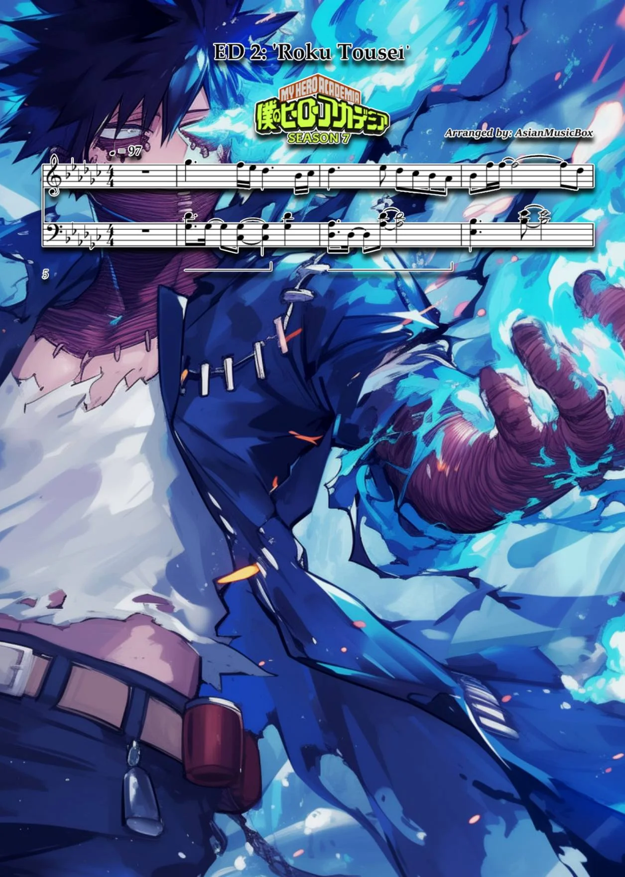 ED 2: 'Roku Tousei (六等星)' (Sheet, MIDI, MultiTracks & WAV) - Boku no Hero Academia Season 7 / ZARAME (ざらめ) by AsianMusicBox