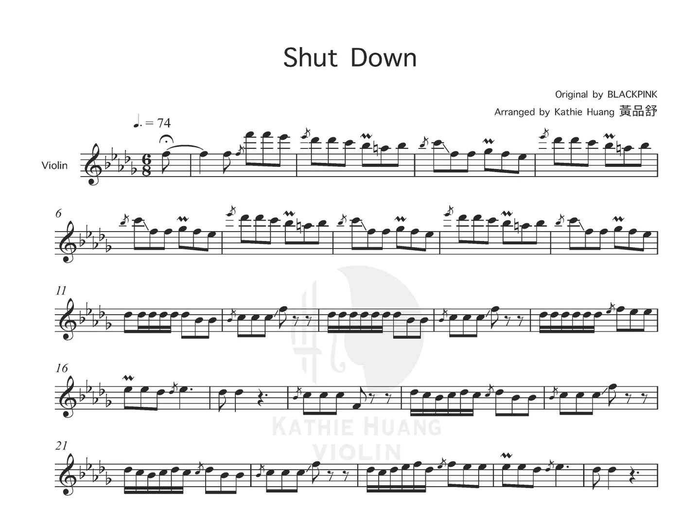 Shut Down - BLACKPINK (Includes Instrumental) by Kathie Violin 黃品舒小提琴 - Page 2
