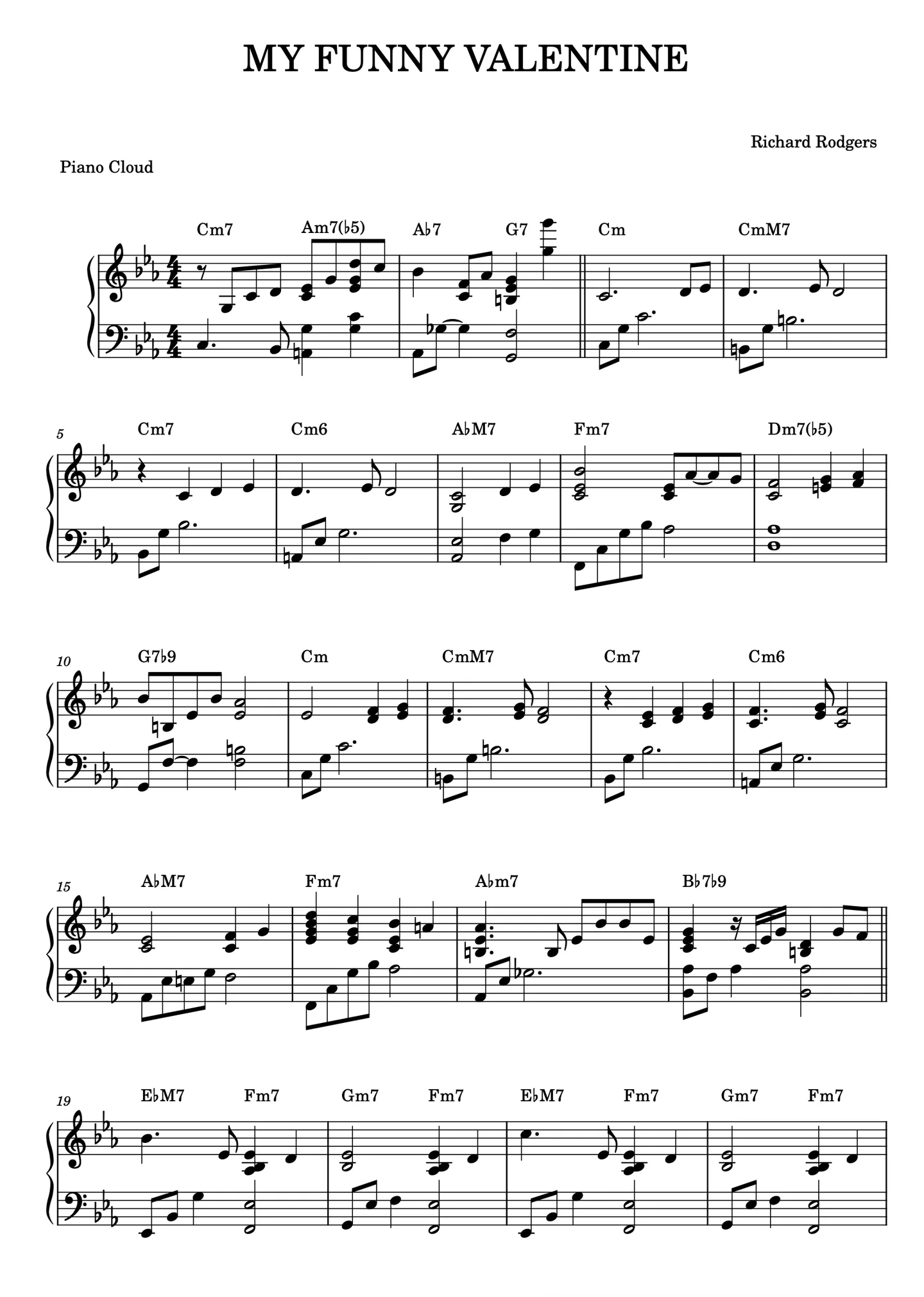 My Funny Valentine - Richard Rodgers (My Funny Valentine/jazz piano sheet) by Piano Cloud