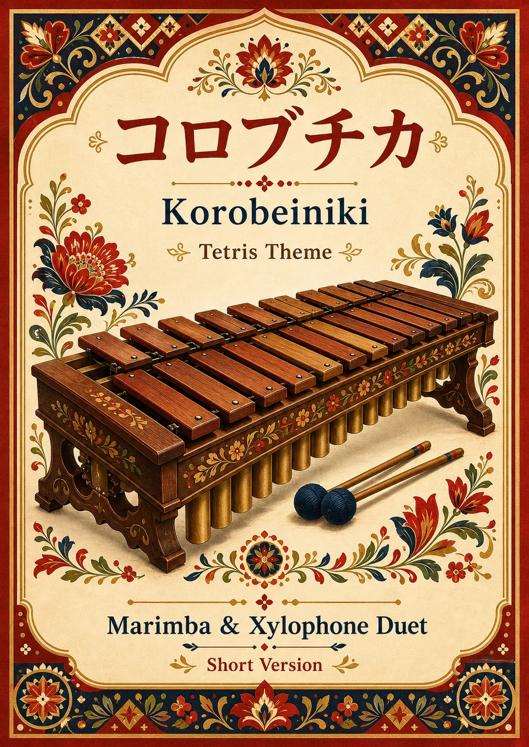 【Marimba Duo】Korobushka　Tetris'Theme by Musescore