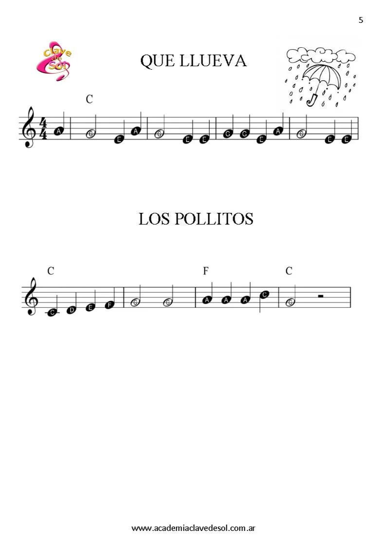 Que llueva, que llueva y Los pollitos (facilitada con letras) by Laura S