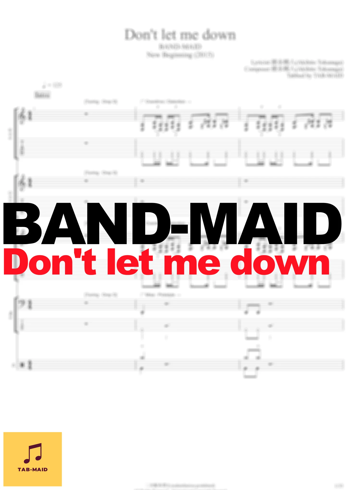 Don't let me down - BAND-MAID (TAB / FullScore) by TAB-MAID