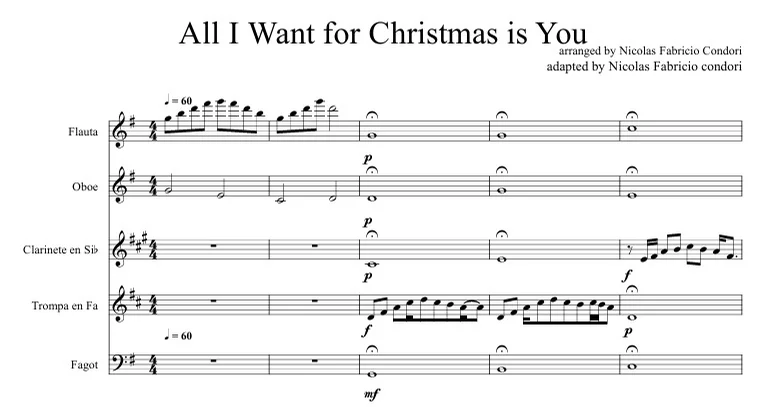 All I Want for Christmas is You - Mariah Carey, Michael Buble ・ Navidad (Quinteto vientos madera) by Nicolas Fabricio Condori