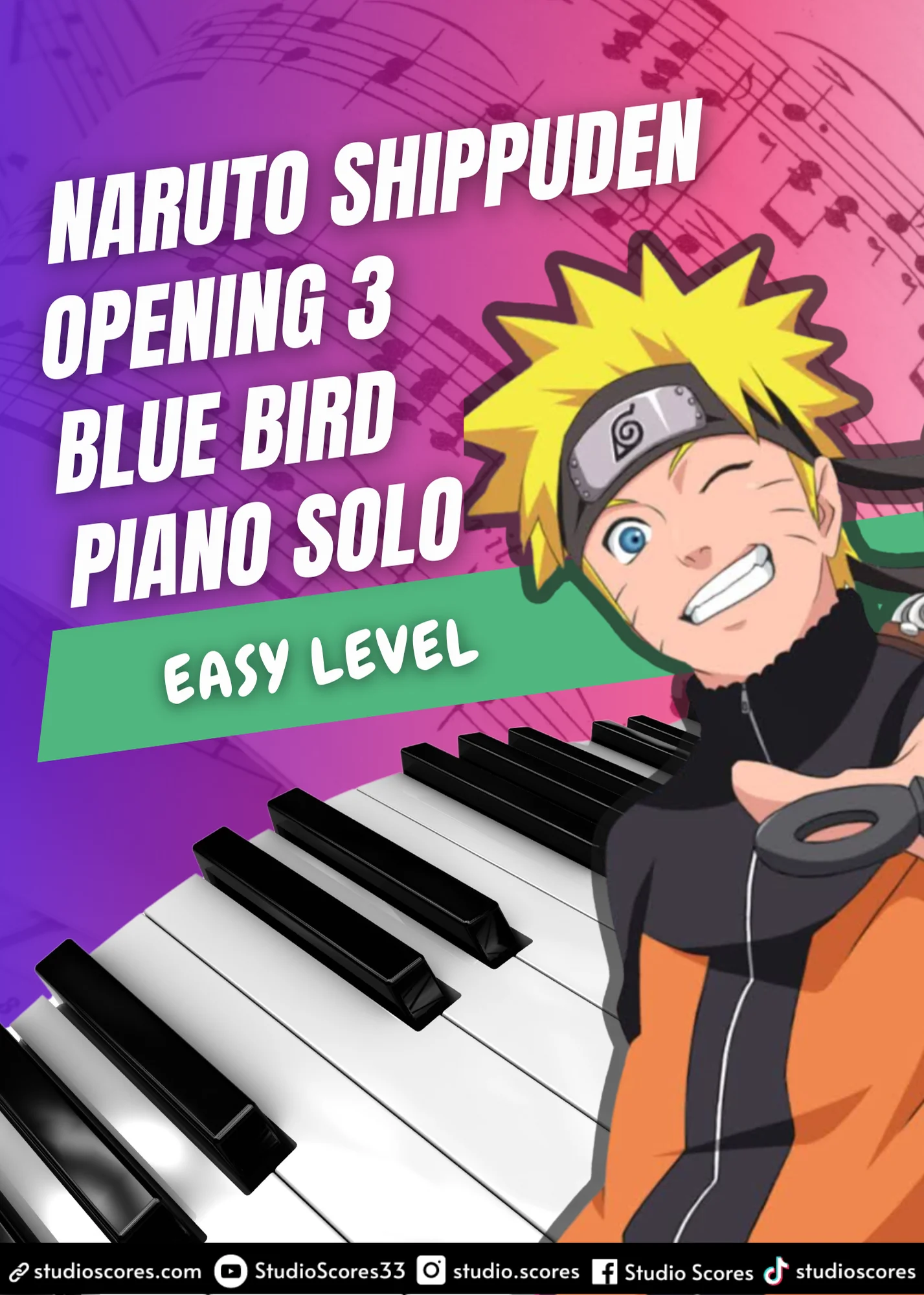 Blue Bird (Naruto Shippuden Opening 3) - Ikimono Gakari, Mizuno Yoshiki (Piano Solo Easy Level) by Studio Scores