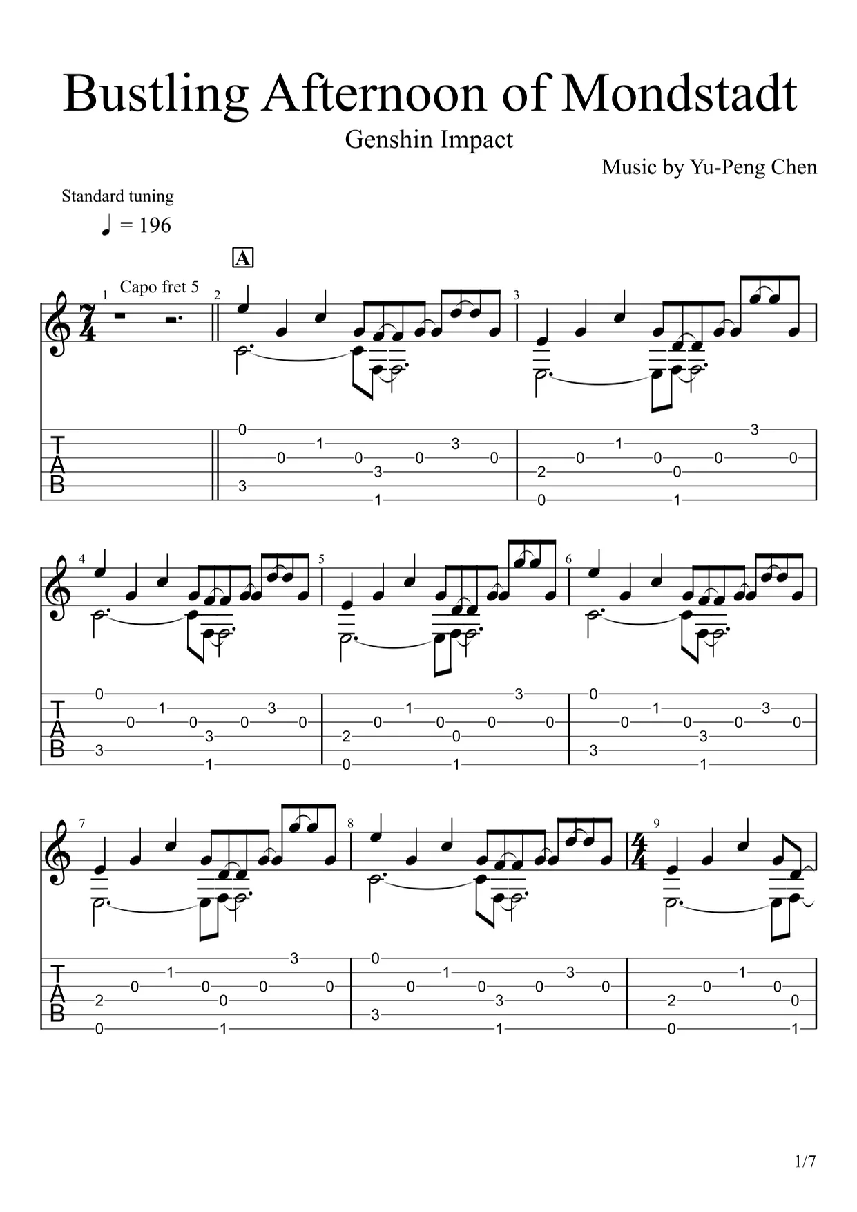 Bustling Afternoon of Mondstadt - Genshin Impact (Fingerstyle) by u3danchou