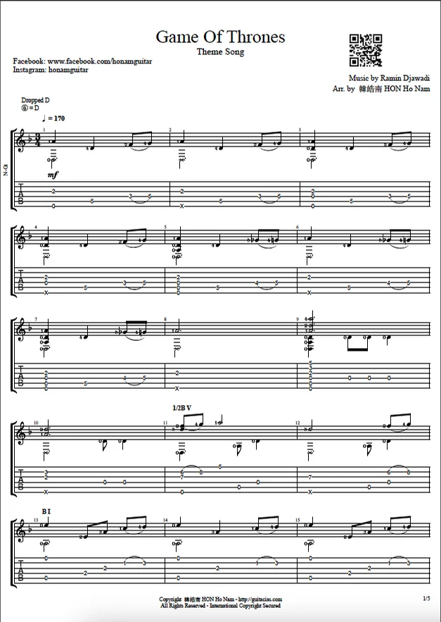Game Of Thrones Main Theme - Ramin Djawadi by HonamGuitar