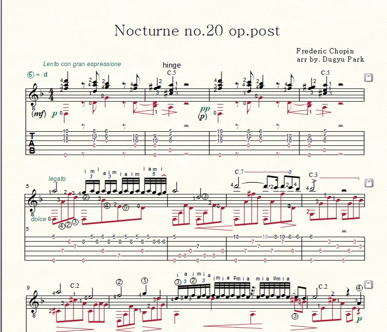 tab classical guitar / Nocturne No. 20 in C Sharp Minor - F. Chopin by dugyu park