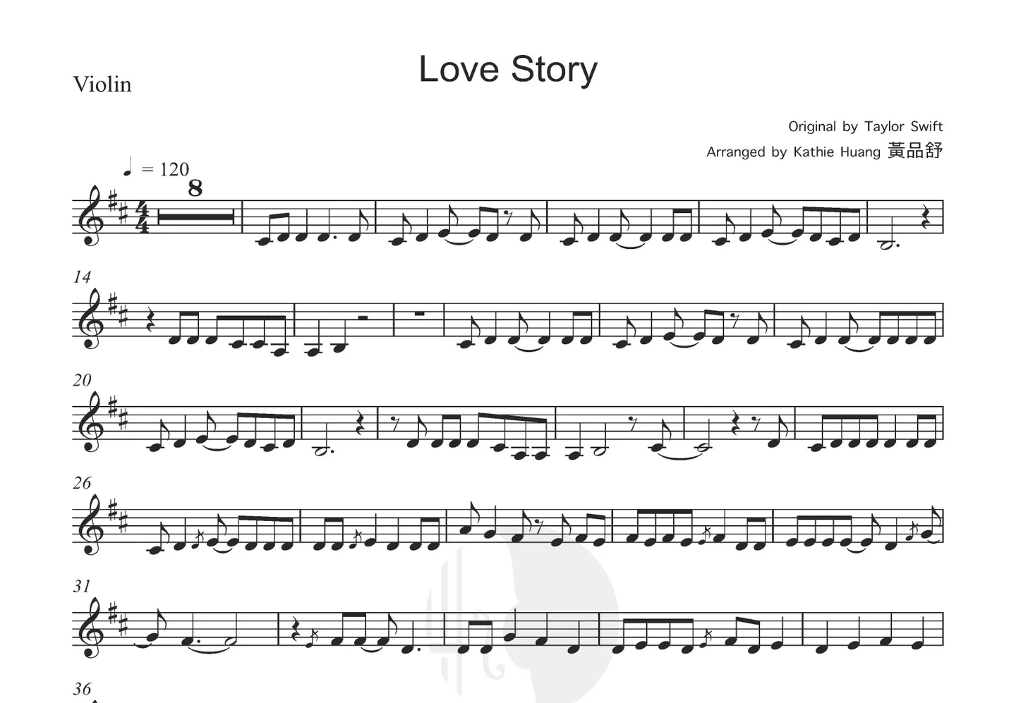 Love Story - Taylor Swift (Includes Instrumental) by Kathie Violin 黃品舒小提琴 - Page 2