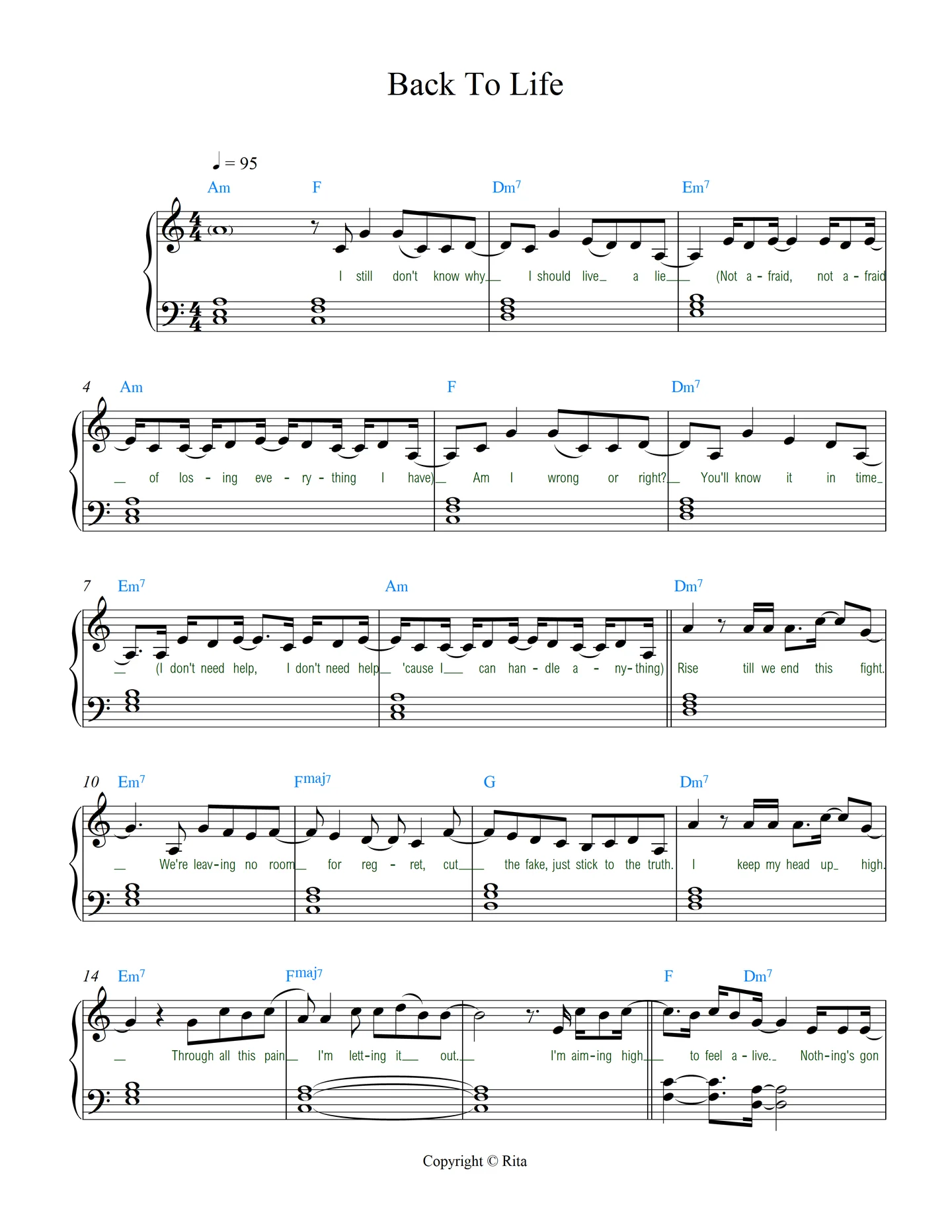 Back To Life - HAN, Stray Kids (2 pdfs: solo+duet) by Rita B