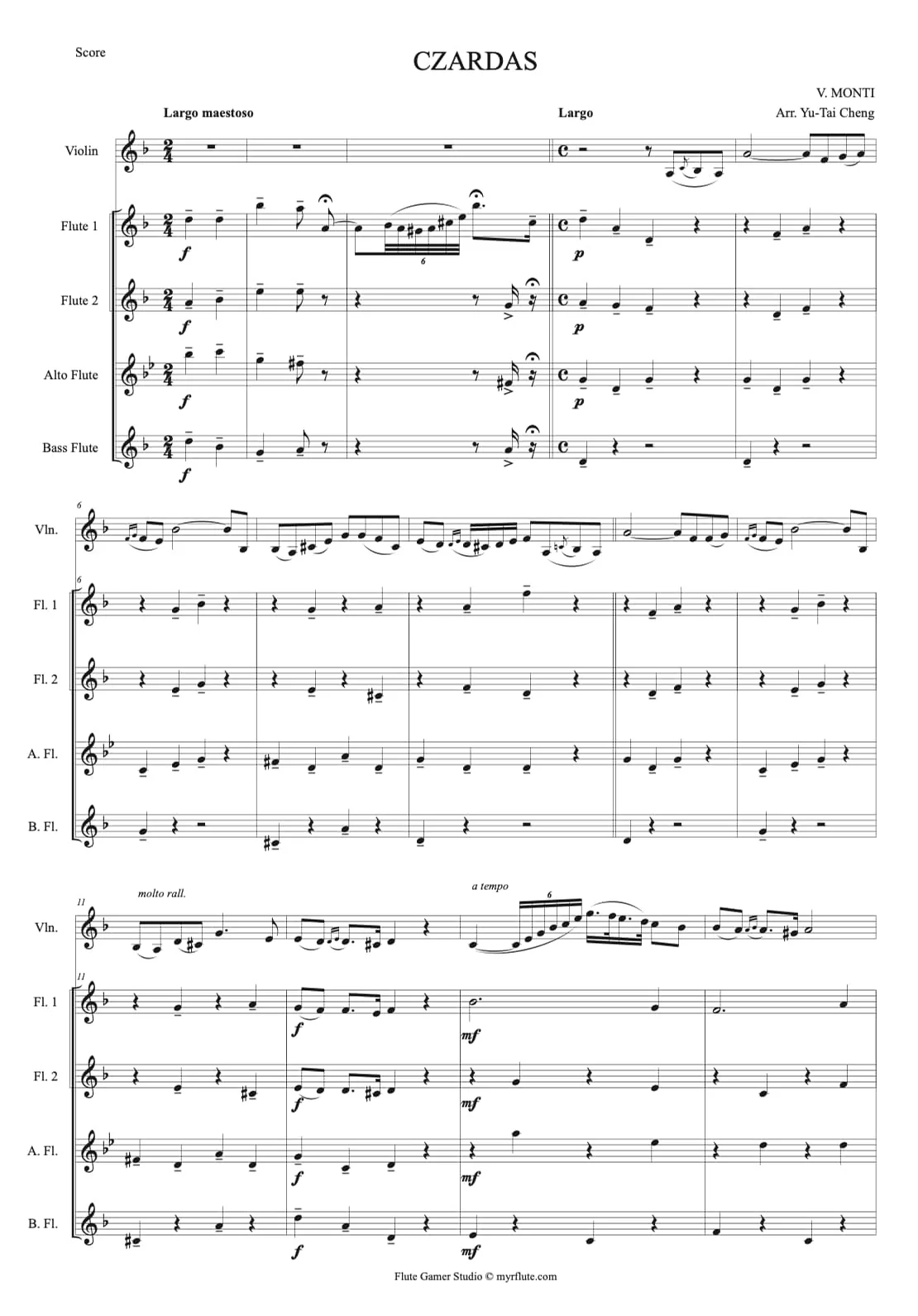 Czardas for Violin and Flute Quartet by CHENG Yu-Tai - Page 2