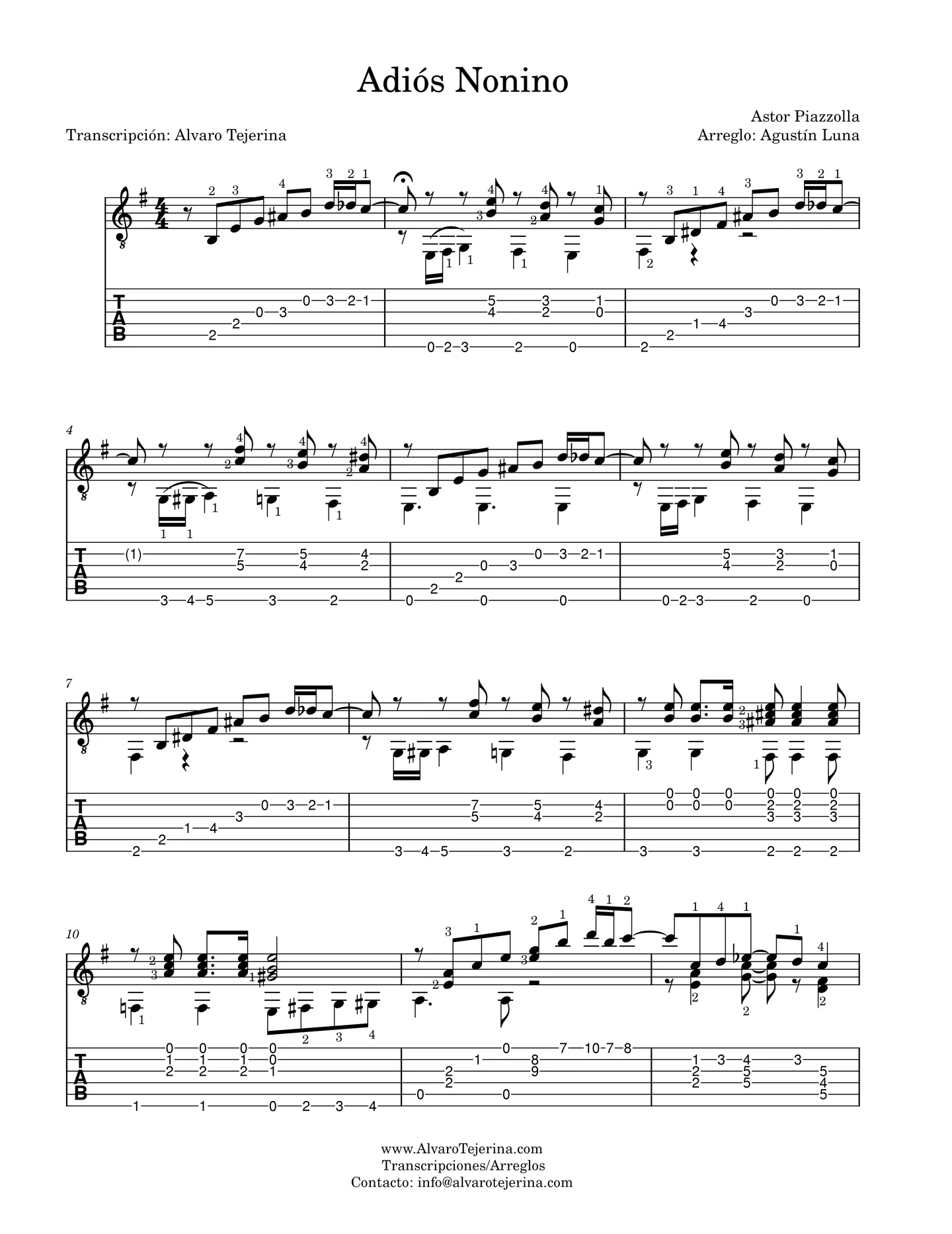Adiós Nonino - Astor Piazzolla (Transcripción del arreglo para guitarra sola de Agustín Luna) by Agustín Luna
