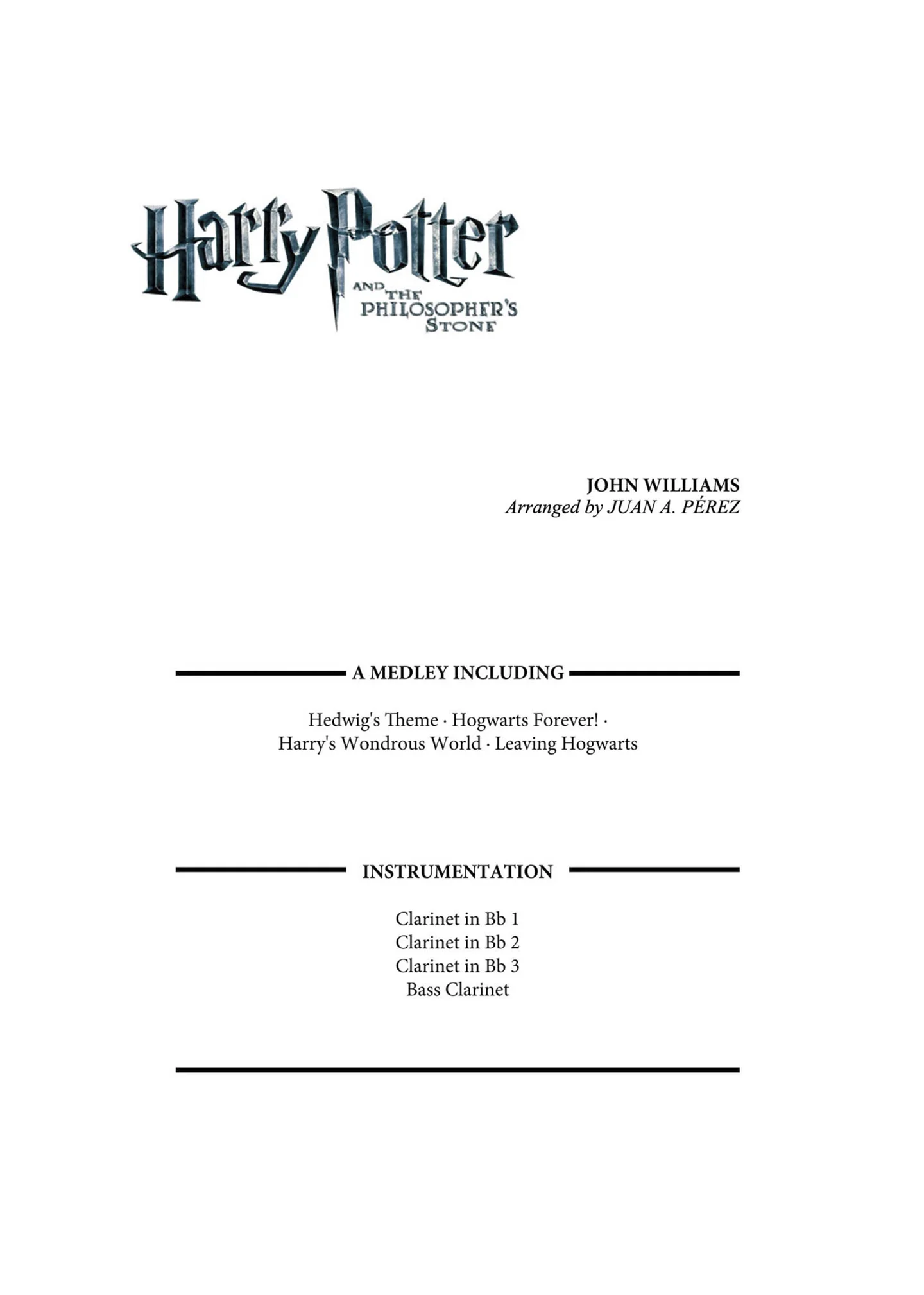 Harry Potter and The Philosopher's Stone (Clarinet Quartet) - John Williams by Juan A. Pérez