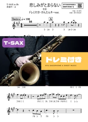 悲しみがとまらない - 杏里 (テナーサックス ドレミ付き・かんたんキー(原曲-2)) by Ayu Saxophone & Sheet Music