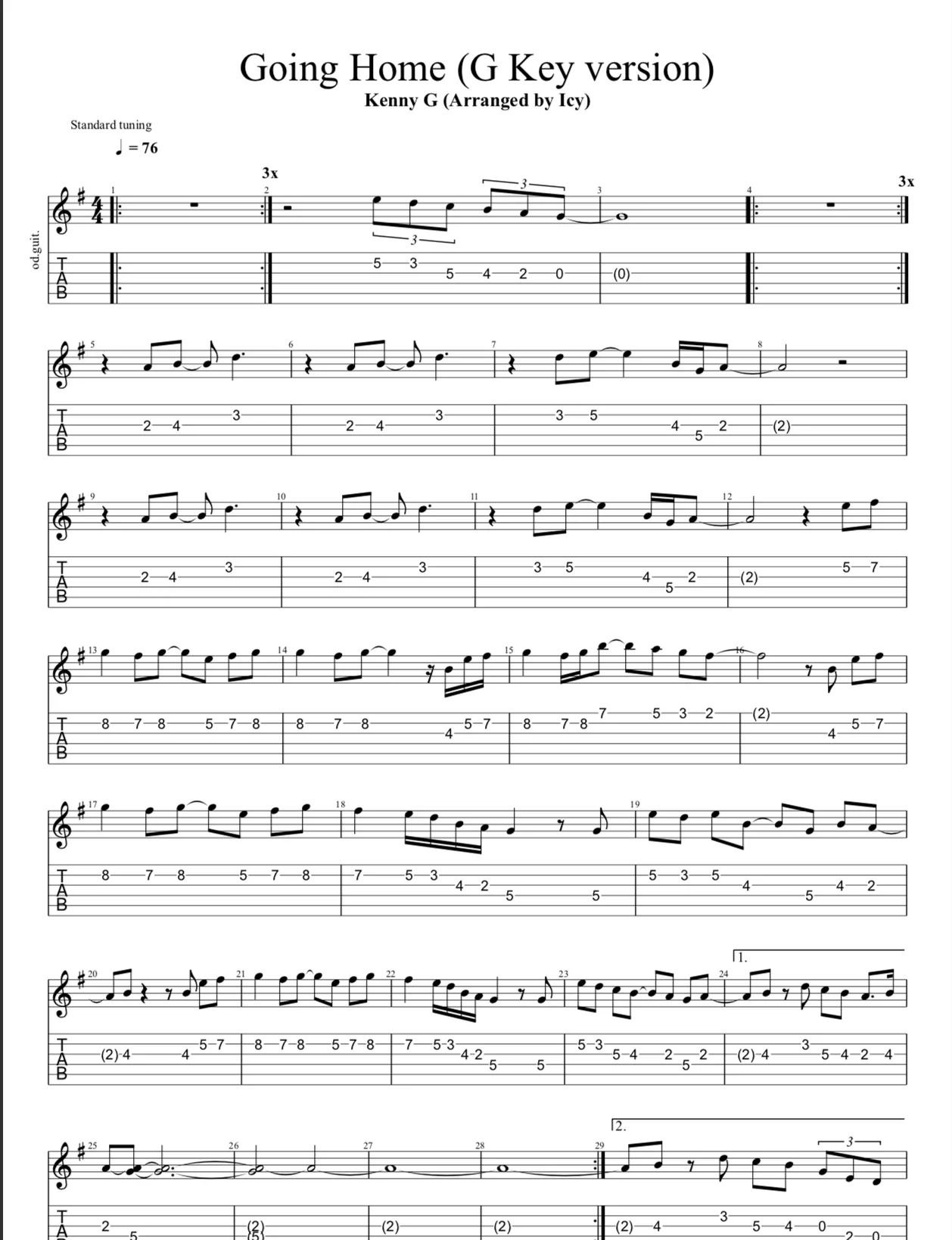 Going Home (G Key) - Kenny G by Icy Lau