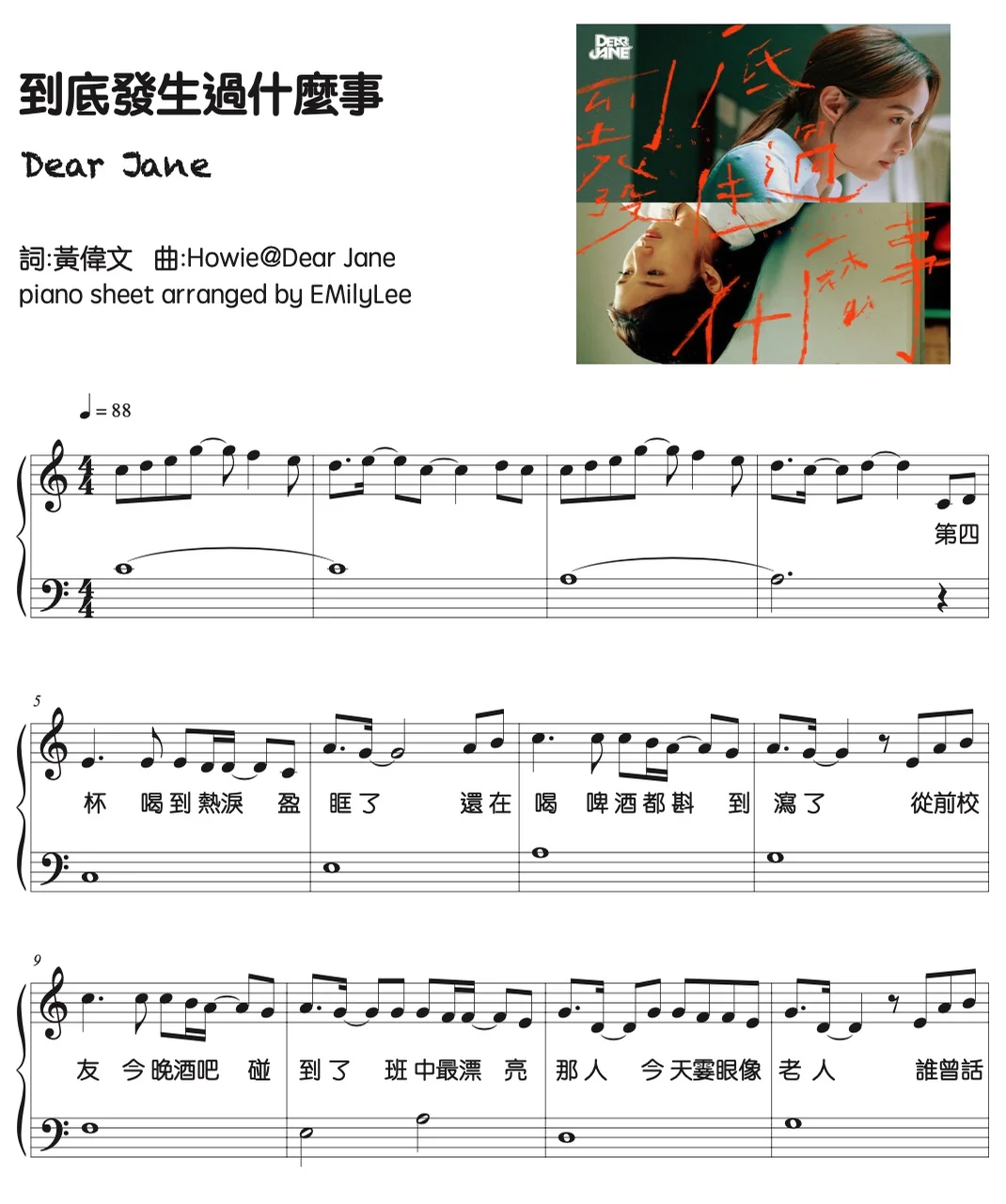 到底發生過什麼事 - Dear Jane (Canto Pop) by EmilyLeeMusic Studio